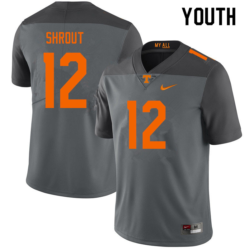 Youth #12 J.T. Shrout Tennessee Volunteers College Football Jerseys Sale-Gray